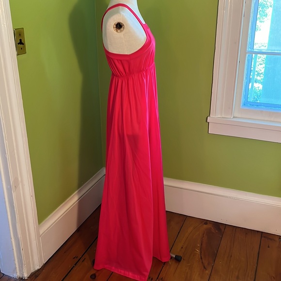 vintage 70s John Kloss hot pink t back gown - Picture 3 of 6